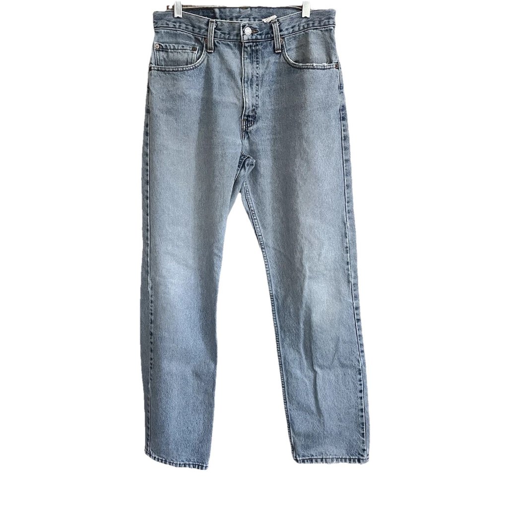90's Distressed Mens Levis 505 Reg Fit Straight Leg 33x32 Meas 31x31.5 Cotton